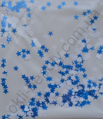 Зірки, сердечка - мікс (блакитні зірки, білі - сердечка) ( 3 мм) payet_12 фото