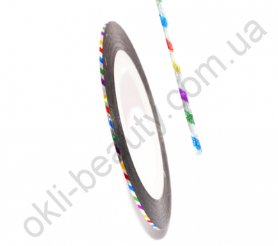 Декоративна самоклеюча стрічка (0,8 мм) №20 Колір: кольорові смужки голограма len_20 фото
