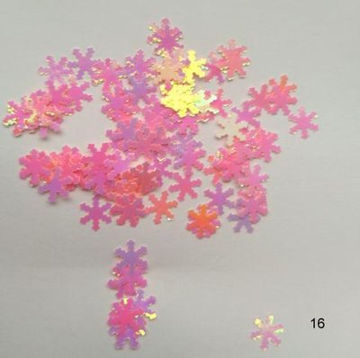 Сніжинки для дизайну нігтів #16 (ніжно-рожеві голограмні) sn-16 фото